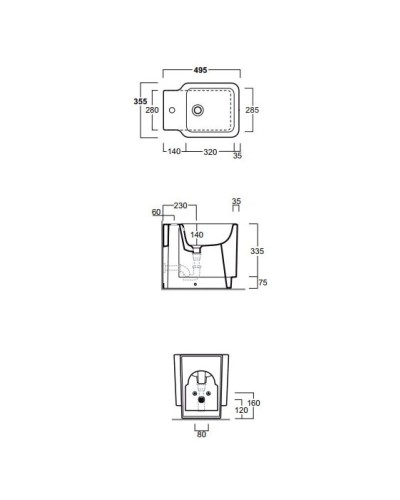 Биде напольное без ободка Simas Flow FL62bix1