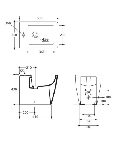Биде напольное без ободка Kerasan Ego 322001x1