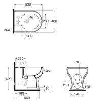 Биде напольное без ободка Azzurra Charme CHA500 bix1