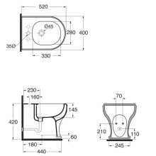 Биде напольное без ободка Azzurra Charme CHA500 bix1