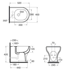 Биде напольное без ободка Azzurra Charme CHA500 bix1