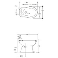 Биде напольное без ободка Kerasan Retro 102201x3