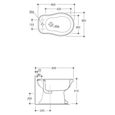 Биде напольное без ободка Kerasan Retro 102201x3