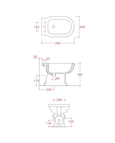 Биде напольное Artceram Hermitage HEB002 01 00x1