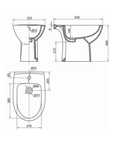 Биде напольное Kolo Freja L75000000