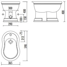 Биде напольное Creavit Klasik KL500-00CB00E-0000