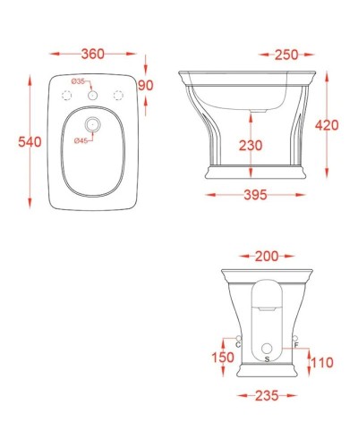 Биде напольное Artceram Civitas CIB002 34 00
