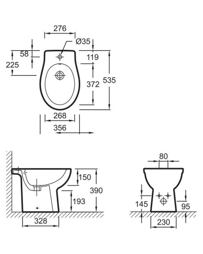 Биде напольное Jacob Delafon Patio EBB0002-00