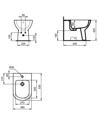 Биде напольное Ideal Standard Tempo T510101