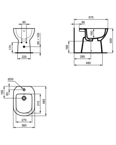 Биде напольное Ideal Standard Tempo T510201