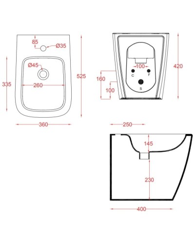 Биде напольное Artceram A16 ASB002 01 86x1