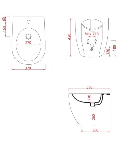 Биде напольное Artceram File 2.0 FLB002 15 00 grigio oliva