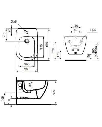 Биде подвесное Ideal Standard Tesi T355201