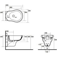 Биде подвесное без ободка Kerasan Retro 102604x1