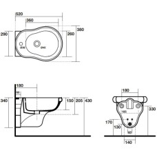 Биде подвесное без ободка Kerasan Retro 102604x1