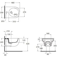 Биде подвесное без ободка Azzurra Nuvola Mini NUV546/SOSKbix1