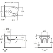 Биде подвесное без ободка Azzurra Nuvola Mini NUV546/SOSKbix1