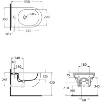 Биде подвесное без ободка Azzurra Nuvola NUV500/SOSK bix1
