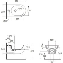 Биде подвесное без ободка Azzurra Nuvola NUV500/SOSK bix1