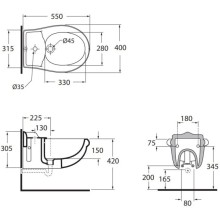 Биде подвесное без ободка Azzurra Jubilaeum JUB500/SOSK bix1