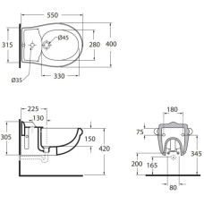 Биде подвесное без ободка Azzurra Jubilaeum JUB500/SOSK bix1