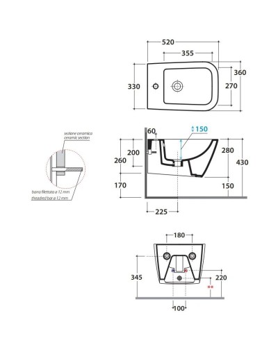 Биде подвесное Globo Stone STS10bIx1