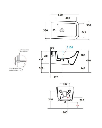 Биде подвесное Globo Stone STS09bIx1