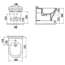 Подвесное биде Creavit Antik AN510-00SI00E-AK00