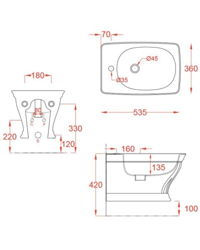 Подвесное биде Artceram Civitas CIB001 01 00 bix1