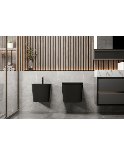 Биде Abber Rechteck AC1250MB подвесное Черное матовое