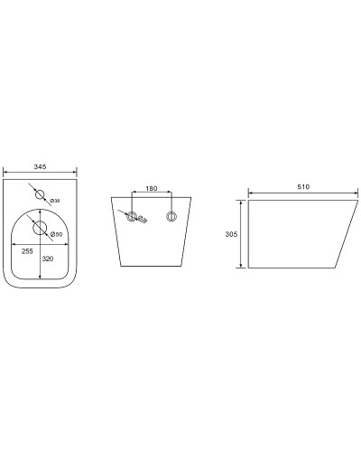 Биде Abber Rechteck AC1250MB подвесное Черное матовое