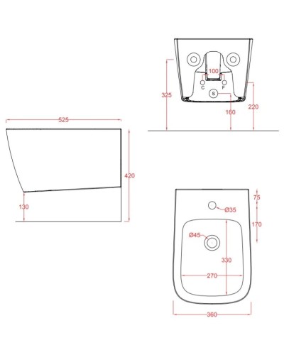 Подвесное биде Artceram A16 ASB001 15 00