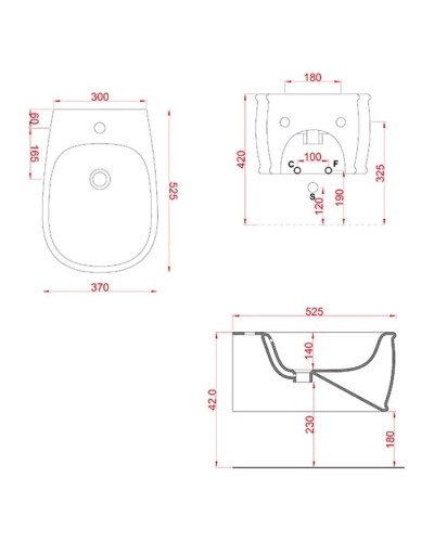 Подвесное биде Artceram Atelier ATB001 17 00 x1