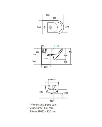 Подвесное биде Globo Forty3 FOS09.BIx1