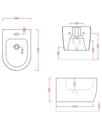 Подвесное биде Artceram Monet MNB001 05 00