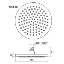 Верхний душ 20 см Ravak X07P015
