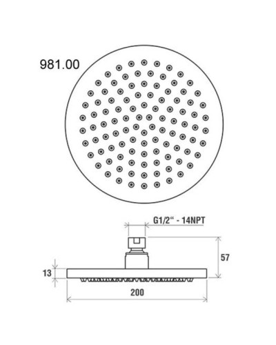 Верхний душ 20 см Ravak X07P015