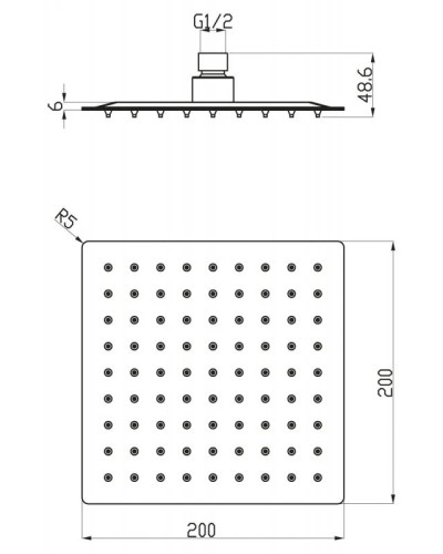 Верхний душ 20х20 см BelBagno Carin BB-SLD2C-200-CRM
