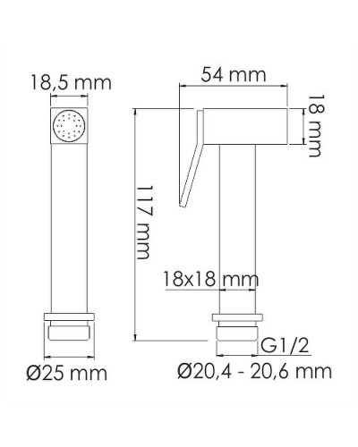 Гигиенический душ WasserKRAFT A214 Черный глянец