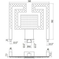 Верхний душ 560х500 мм Gattoni PD 1021/SDC0cr