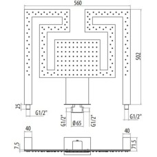 Верхний душ 560х500 мм Gattoni PD 1021/SDC0cr