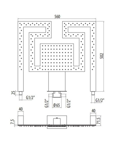 Верхний душ 560х500 мм Gattoni PD 1021/SDC0cr