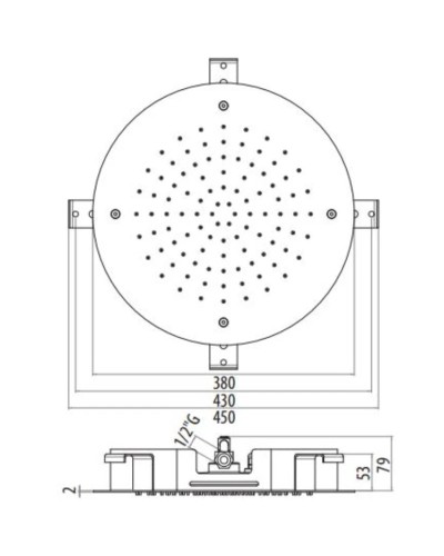 Верхний душ 380 мм без хромотерапии Gattoni PD 9905/PDC0CR