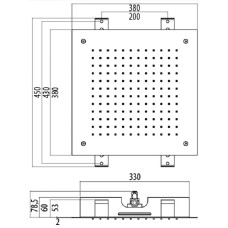 Верхний душ 380x380 мм без хромотерапии Gattoni PD 9915/PDCcr