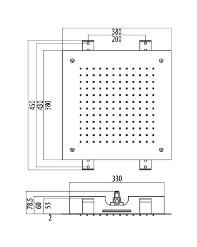 Верхний душ 380x380 мм без хромотерапии Gattoni PD 9915/PDCcr