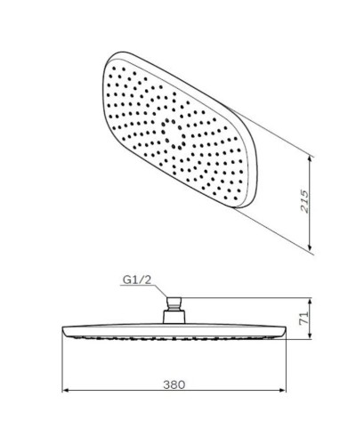 Верхний душ 215х380 мм Am.Pm Sensation F0530000
