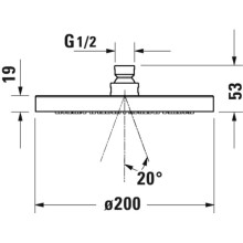 Верхний душ 200 мм Duravit UV0660013000