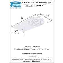 Верхний душ 500х250 мм Remer 350UFM