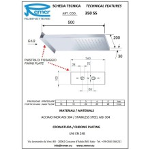 Верхний душ 500х200 мм Remer 350SS