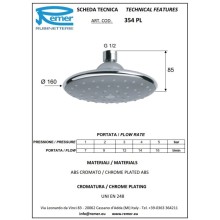 Верхний душ 160 мм Remer 354PL